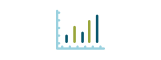 A green and blue illustration of a bar chart.