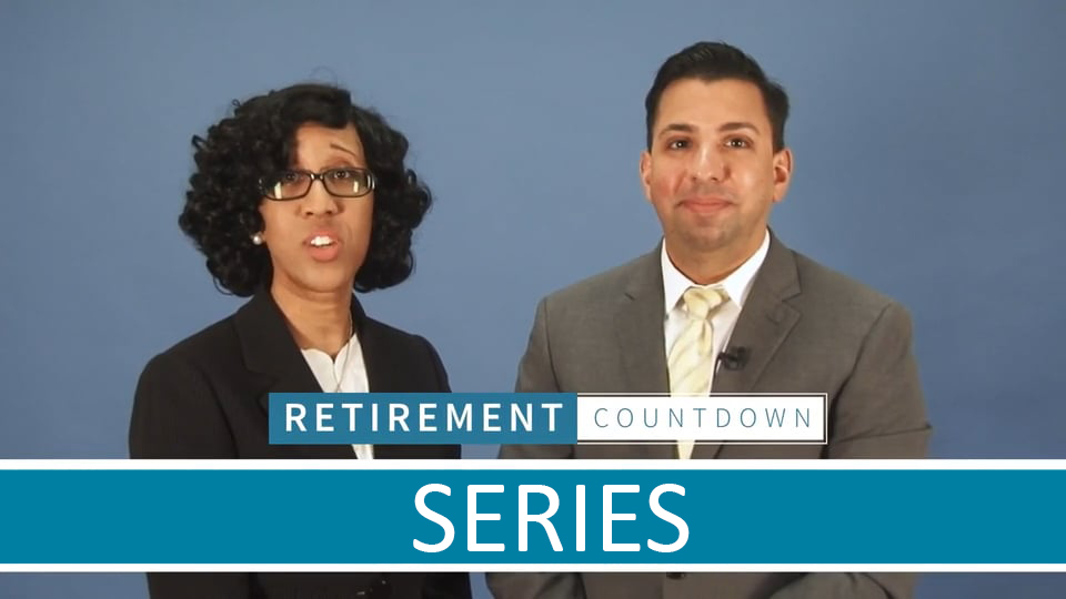 A man and a woman present with a lower text graphic that reads Retirement Countdown Series.
